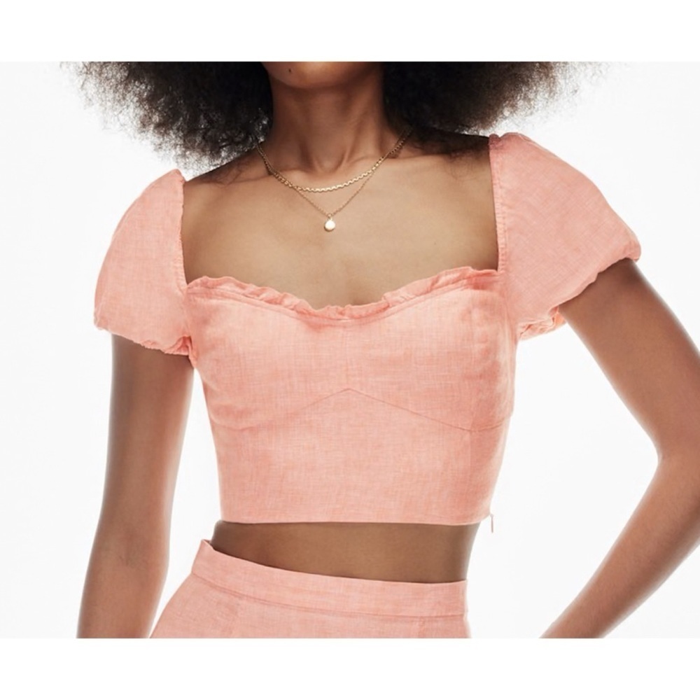 Aritzia Wilfred Wander Linen Blouse Coral